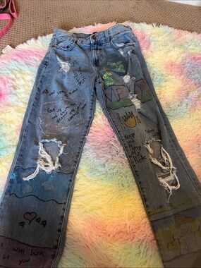 Custom 2010s meme culture jeans
